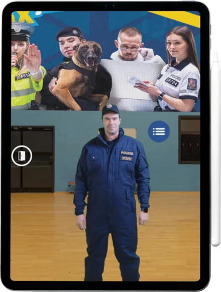 Náborové 3D360 prostředí Policie ČR zobrazené v tabletu